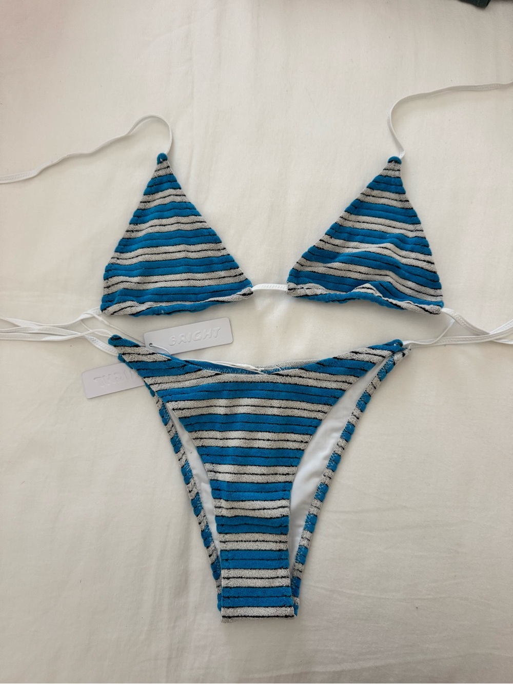 Bright Swimwear Blue Striped Triangle Bikini Set - Women Swim